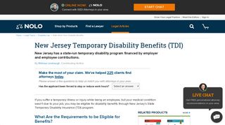 New Jersey Temporary Disability Benefits (TDI) | Nolo.com