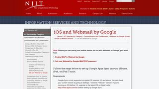 iOS and Webmail by Google | Information Services and Technology
