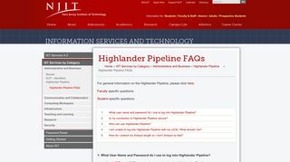 Highlander Pipeline FAQs - Information Services & Technology - NJIT