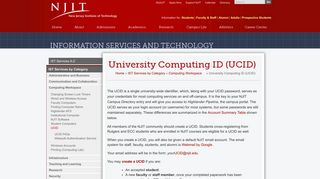 UCID - Information Services & Technology - NJIT