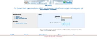 New Jersey-Electronic Death Registration System