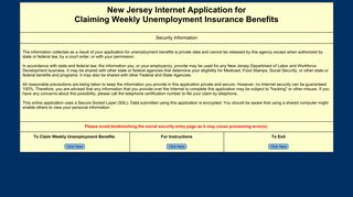 State of New Jersey - Unemployment Insurance Benefit Claims