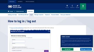 Bank of Scotland | Log in / Log out | Quick Tour | About Online