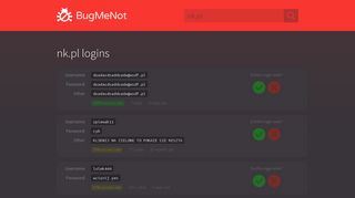 nk.pl passwords - BugMeNot
