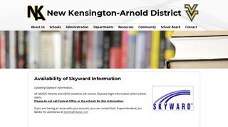 Availability of Skyward Information - New Kensington-Arnold District