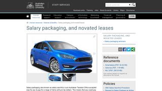 Salary packaging, and novated leases - Staff Services - ANU