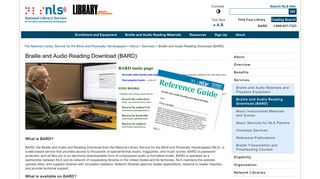 Braille and Audio Reading Download (BARD) - National Library ...