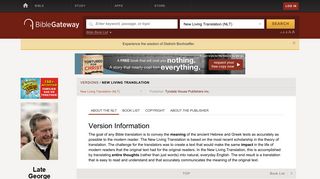 New Living Translation (NLT) - Version Information - BibleGateway.com