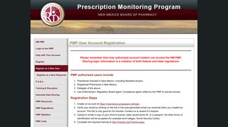 NM PMP: User Account Registration