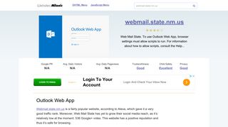 Webmail.state.nm.us website. Outlook Web App.