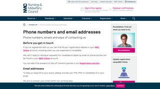 NMC phone numbers and email addresses