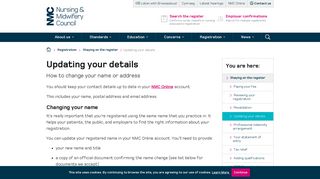 Updating your details - NMC