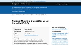 National Minimum Dataset for Social Care (NMDS-SC) - data.gov.uk
