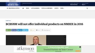BCBSNM will not offer individual products on NMHIX in 2016