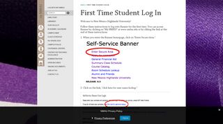 First Time Student Log In - NMHU