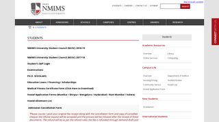 Students | Medical Certificate Form | Hostel Application Form | NMIMS