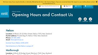 Opening Hours and Contact Us | NMIT Library