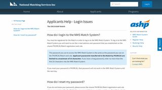 Applicants | Help - Login - National Matching Services