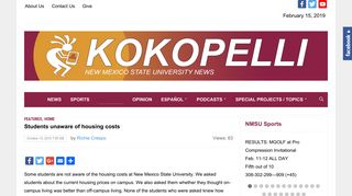 Students unaware of housing costs - NMSU's Kokopelli