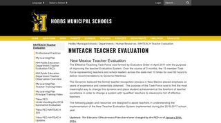NMTEACH Teacher Evaluation - Hobbs Municipal Schools