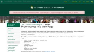 Proxy Access Info Web Page | NMU Office of the Registrar