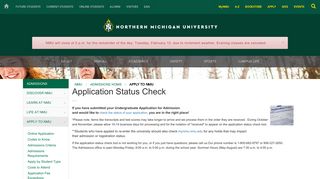 Application Status Check | NMU Admissions