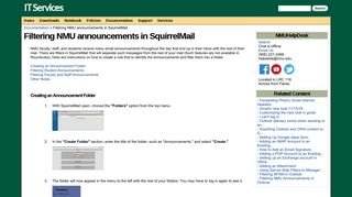 Filtering NMU announcements in SquirrelMail | IT Services