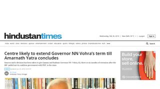 Centre likely to extend Governor NN Vohra's term till Amarnath Yatra ...