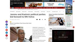 Jammu and Kashmir political parties bid farewell to NN Vohra | India ...