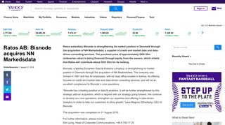 Ratos AB: Bisnode acquires NN Markedsdata - Yahoo Finance