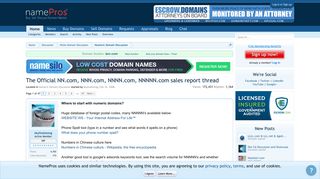 The Official NN.com, NNN.com, NNNN.com, NNNNN.com sales report ...