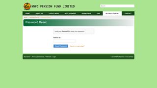 Retirees Password Reset - NNPC Pension Fund Limited