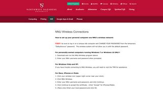 Connecting to Wifi on a personal laptop - Northwest Nazarene University