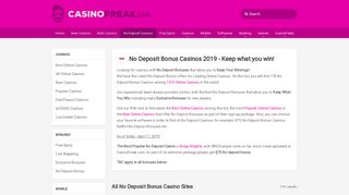 No Deposit Bonus - Keep What You Win - CasinoFreak.com