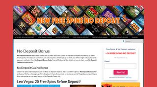 No Deposit Bonus - New Free Spins No Deposit