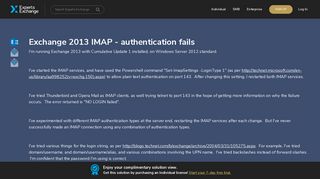 Exchange 2013 IMAP - authentication fails - Experts Exchange