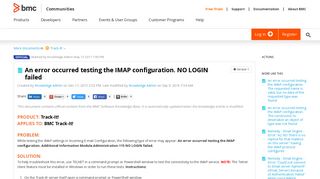 An error occurred testing the IMAP configuration. NO LOGIN failed