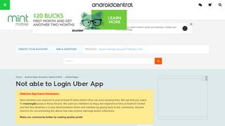 Not able to Login Uber App - Android Forums at AndroidCentral.com
