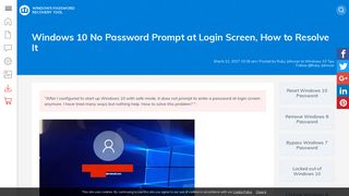 Windows 10 No Password Prompt at Login Screen, How to Resolve It