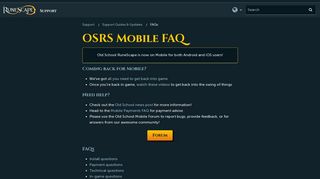 OSRS Mobile FAQ - RuneScape Support