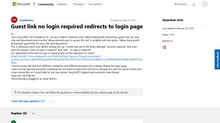 Guest link no login required redirects to login page - Microsoft ...