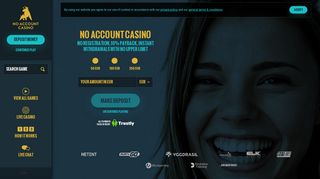 No registration and near instant withdrawals - No Account Casino