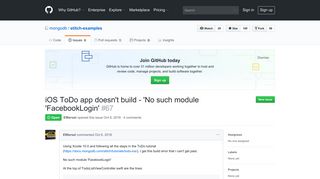 iOS ToDo app doesn't build - 'No such module 'FacebookLogin' · Issue ...
