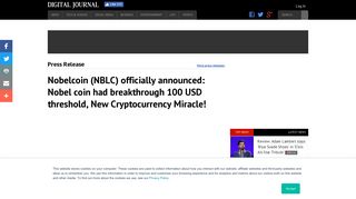 Nobelcoin (NBLC) officially announced: Nobel coin had breakthrough ...