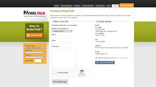 Contact - Postpaid and Prepaid phone service from Nobel Talk