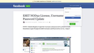 ESET NOD32 License, Username and Password Update | Facebook
