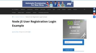 Node JS User Registration Login Example