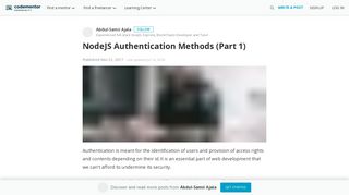 NodeJS Authentication Methods (Part 1) | Codementor