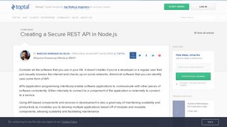 Creating a Secure REST API in Node.js | Toptal