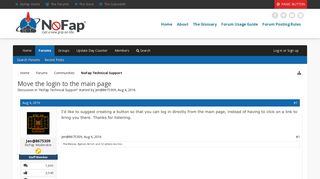 Move the login to the main page | NoFap®